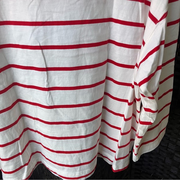 Old Navy Nautical White and Red Striped 100% Cotton Shirt Top Sz Large Tall - Picture 12 of 15